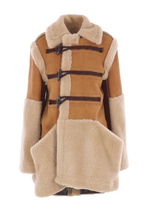 sacai toggle mouton coat - Brown