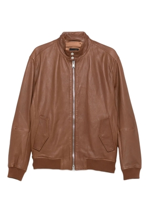 BOSS leather bomber jacket - Brown