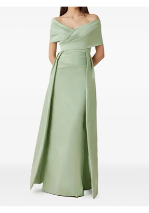 Teri Jon off-shoulder overlay maxi gown - Green