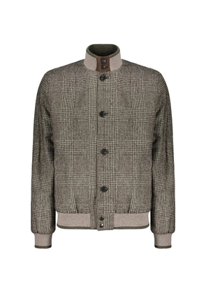 Fedeli knitted-collar check-pattern bomber jacket - Brown