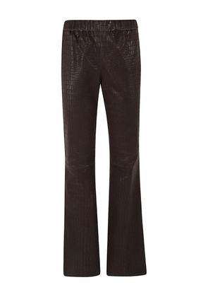 Enes croc-embossed flare trousers - Brown