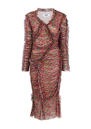 MSGM floral-print midi dress - Black