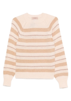 TWINSET striped lurex-detail sweater - Neutrals