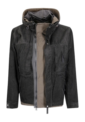 sacai corduroy hooded blouson - Black