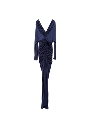Atlein V-neck ruched gown - Blue