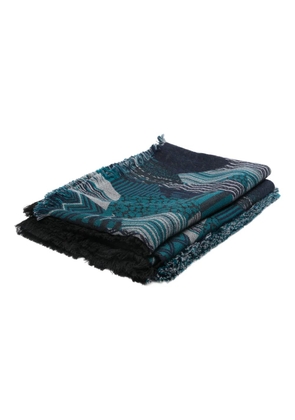 Missoni fringed-trim patterned scarf - Blue