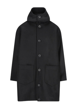 Cini patch-pocket hooded coat - Black