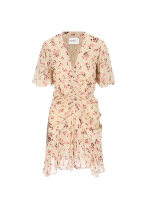 ISABEL MARANT floral-print ruched midi dress - Neutrals