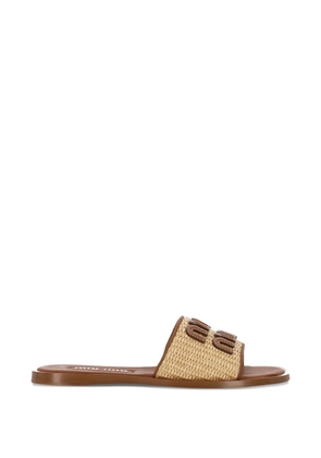 Miu Miu logo-lettering sandals - Neutrals