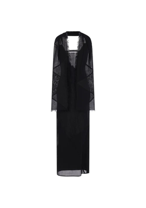 YEHUAFAN long-sleeved patchwork dress - Black