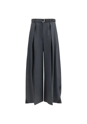 sacai belted pleated trousers - Grey
