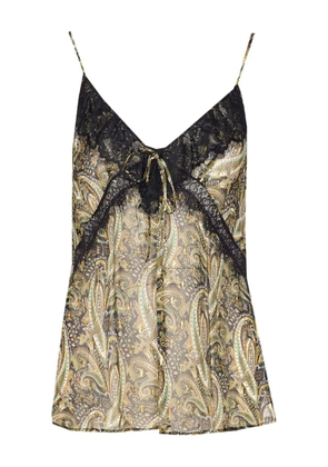 PINKO paisley lace-detailed top - Green