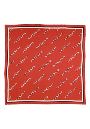 Givenchy logo-lettering silk scarf - Red