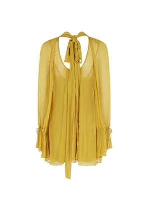 STAUD bow-neck mini dress - Yellow