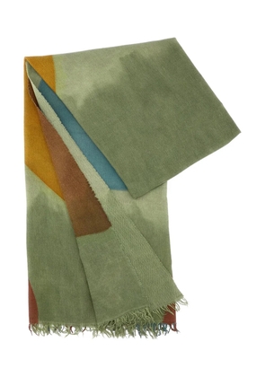 Exquisite J geometric-pattern fringed scarf - Green