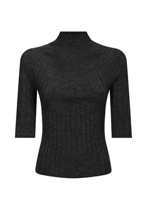 Caractère ribbed high-neck top - Black