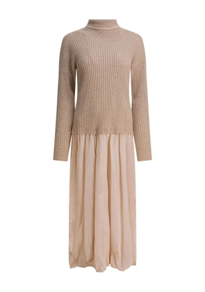 Max & Moi roll-neck ribbed dress - Neutrals