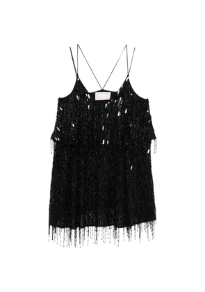 Circus Hotel beaded fringed dress - Black