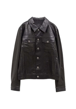 Amal Guessous crocodile-effect shirt - Black