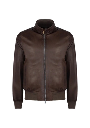 VOLFAGLI zip-up lambskin bomber jacket - Brown