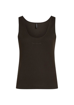 Karl Lagerfeld round-neck waffle tank top - Brown
