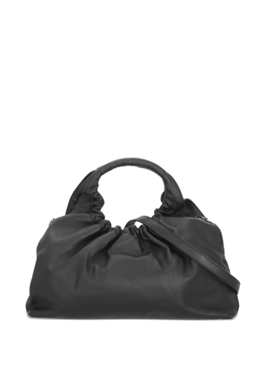 Antonelli ruched-handle leather tote bag - Black