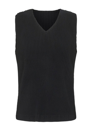 Homme Plissé Issey Miyake pleated V-neck sleeveless tank top - Black