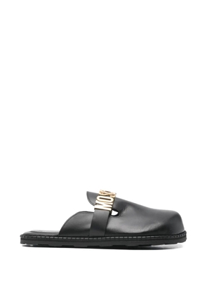 Moschino logo-plaque mules - Black
