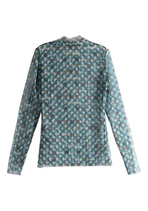 YASSMIN SALEH long-sleeve patterned top - Blue