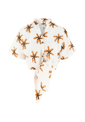 Cala de la Cruz tie-detail floral-print top - White