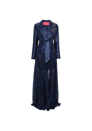 MIAU by Clara Rotescu Quincy lace-detail maxi dress - Blue