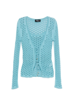 Blumarine lace-up twinset knitwear - Blue
