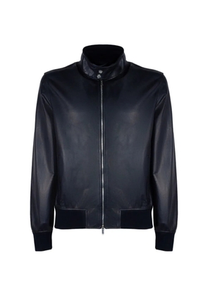 VOLFAGLI zip-up lambskin bomber jacket - Blue