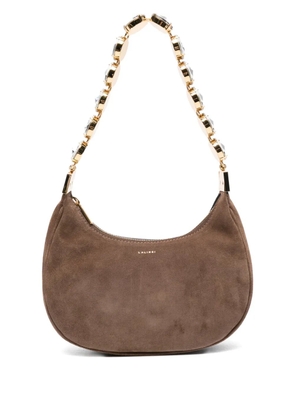 L'Alingi crystal-embellished suede shoulder bag - Brown