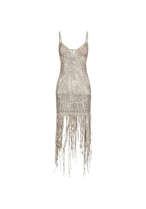 The Attico sequinned fringed dress - Silver