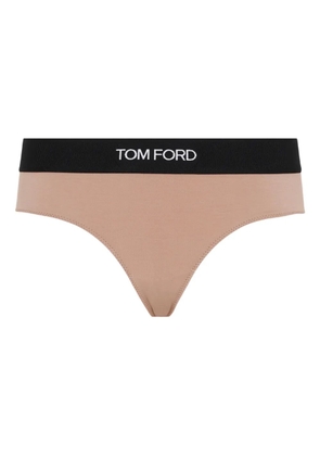TOM FORD logo-lettering thongs - Neutrals
