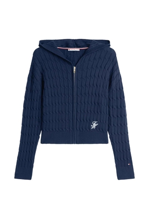 Tommy Hilfiger hooded cable-knit zip-up cardigan - Blue