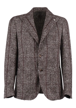 L.B.M. 1911 buttoned check-pattern blazer - Brown