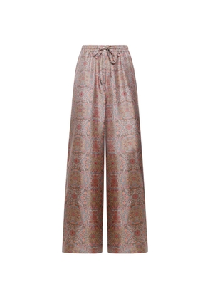 Pierre-Louis Mascia Aloe elasticated wide-leg palazzo trousers - Brown