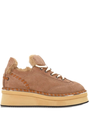 Elvio Zanon Panto Snow fur platform sneakers - Brown