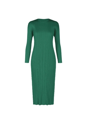 Pleats Please Issey Miyake long-sleeve pleated midi dress - Green