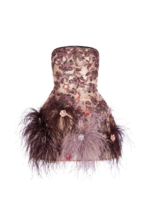 IMROSKA Imroska 29 Spring embellished feather-trim mini dress - Neutrals