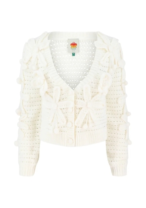 FARM Rio floral-appliqué cardigan - White