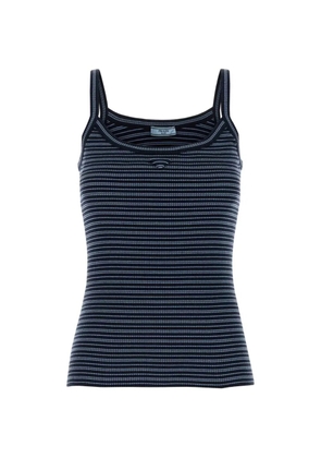 Prada embroidered cotton tank top - Blue