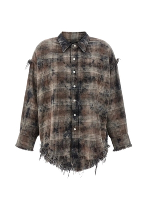 R13 check fringed shirt - Brown