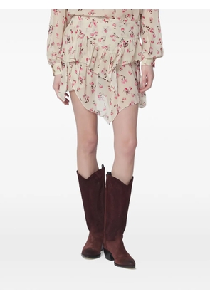 ISABEL MARANT ruffled floral mini skirt - Neutrals