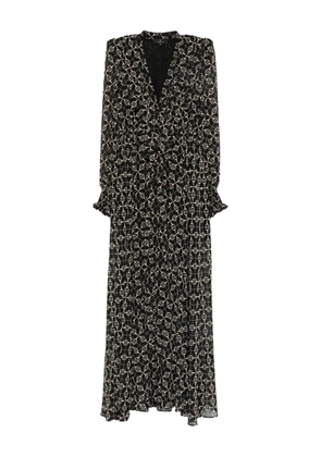 Babylone Paris chain-print ruffled-cuff maxi dress - Black
