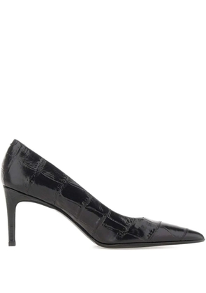 Sergio Levantesi 80mm Grace crocodile-effect pumps - Black