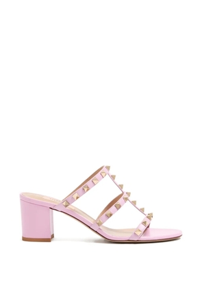 Valentino Garavani Rockstud calfskin-leather heeled sandals - Pink