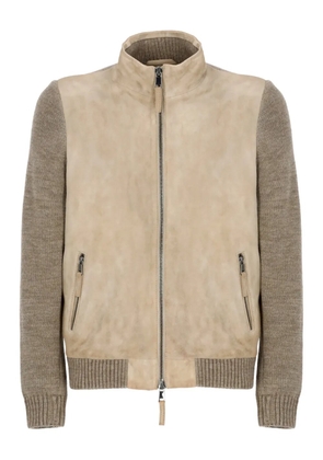 THE JACK LEATHERS high-neck zip leather jacket - Neutrals